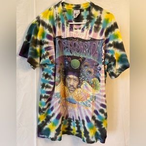 Vintage 1990’s Jimi Hendrix tie dye short sleeve shirt XL